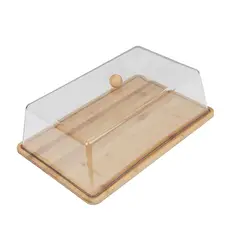 SOHOGAR - Tortero grande rectangular de bambú y tapa de acrílico