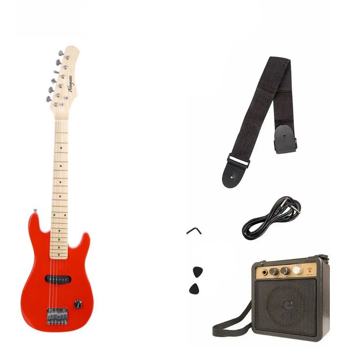 ALAGUEZ - Pack Guitarra Electrica Junior Alaguez Con amplificador 5w y Funda