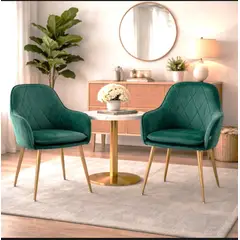 TOLVA - Pack 2 sillas Terciopelo verde, patas metal dorado