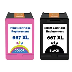 GENERICO - Pack Tinta Alternativa 667XL Negro + Color 21 ml c/u – Formato Blíster Ecológico Sin Caja
