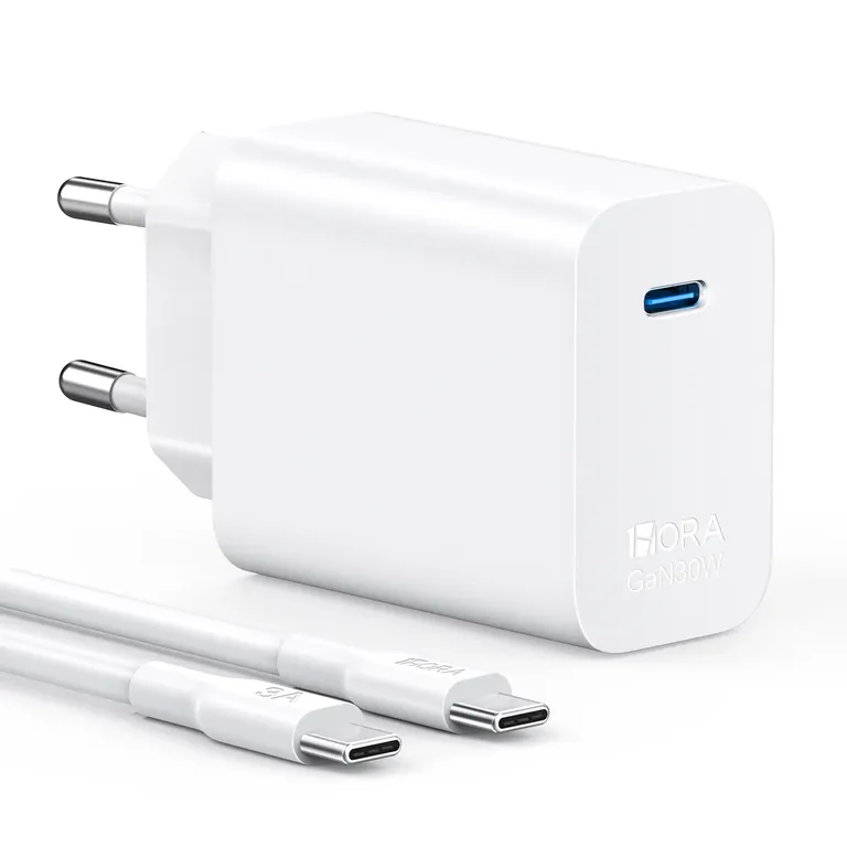 1Hora GAR165 Cargador Tipo C 30W Super Carga Rápida Universal Blanco con Cable