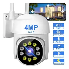 2NLF - 2nlf® 4MP Cámara De Seguridad Exterior Wifi ip 360 PTZ vigilancia Impermeable HD Color Blanco