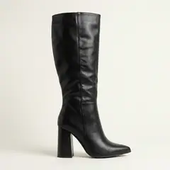MD - Botas Altas Mujer Caña Alta Taco Ancho Negra Elegante