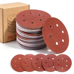 TSKY CHILE SHOPPING - Set 30 Lijas Circulares 225mm 9 Pulg 6 Hoyos Velcro P80-400
