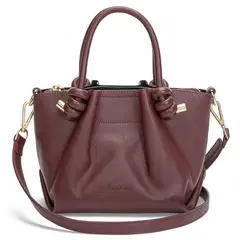 GACEL - Cartera mujer burdeo dos asas pequeña