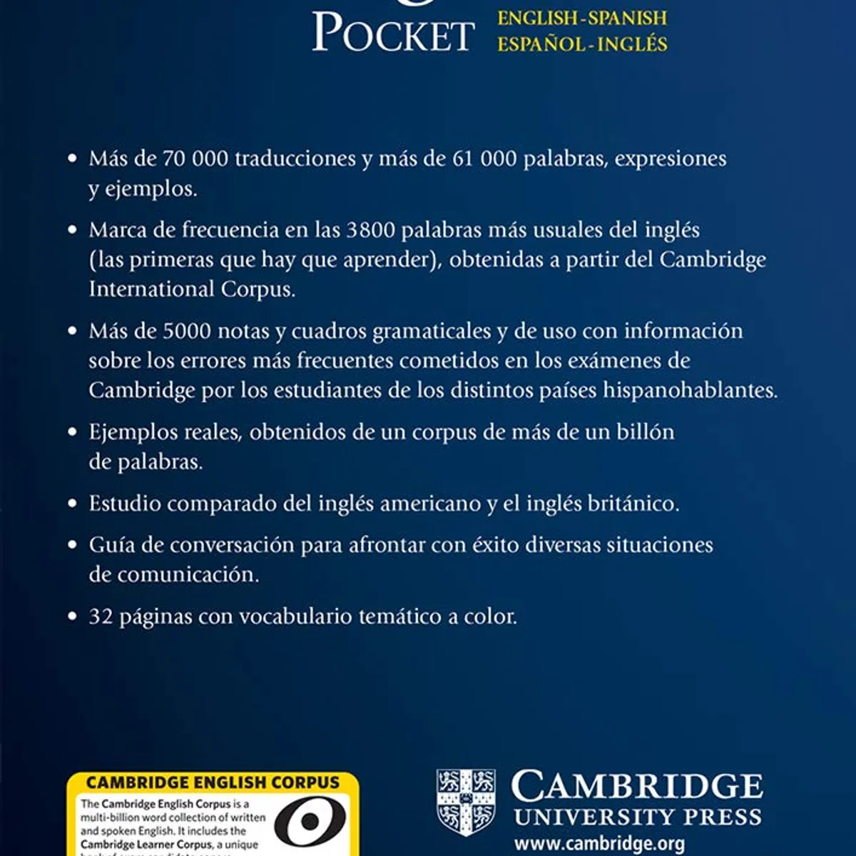 CAMBRIDGE - Diccionario - CAMBRIDGE POCKET - Español/Inglés - English/Spanish