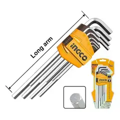 INGCO - Juego 9 Llaves Allen Larga Cromo 1.5 - 10mm Hhk11091