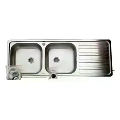 TAUMM - Lavaplatos Doble 120x44 Empotrado Monomando Derecho Gris