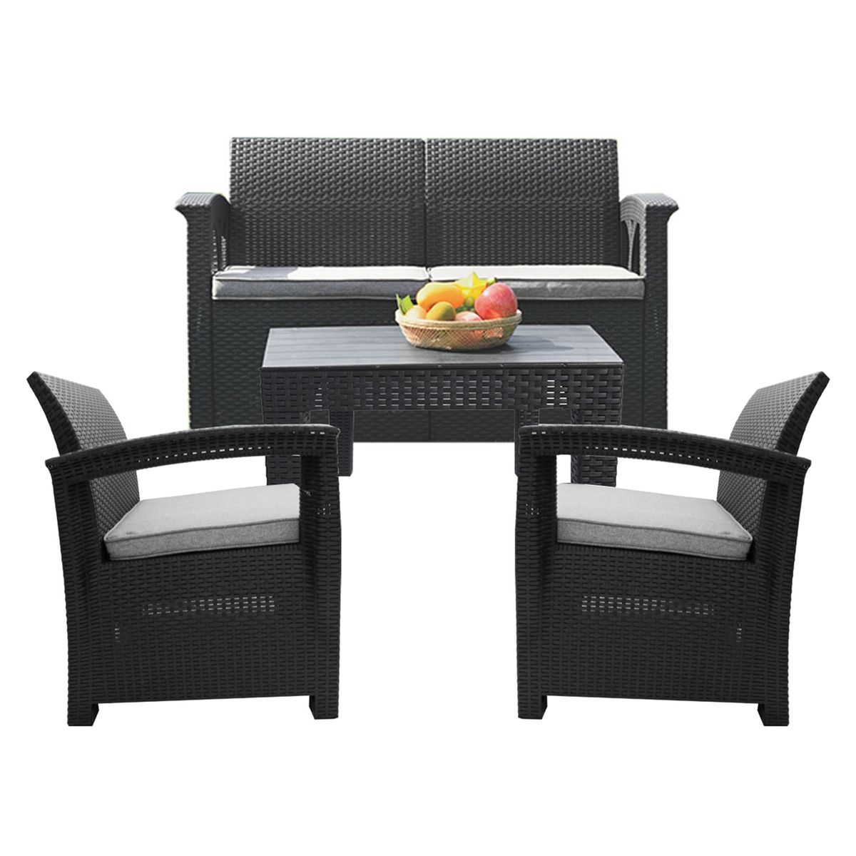 NOVAHUS - Juego De Terraza 4 Piezas Café