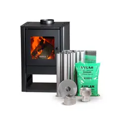 BOSCA - Pack Calef. a Leña Gold 380 Charcoal + Kit Base 6" x4 mts