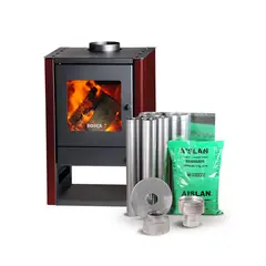 BOSCA - Pack Calef. a Leña Gold 380 Burdeo + Kit Base 6" x4 mts