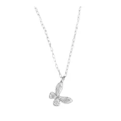 SILVER HEART - Collar Cadena Mariposa Solitaria en Plata Fina 925