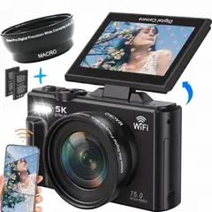 GENERICO - Camara Digital 5k 75 Pm Ultra Hd Pantalla Camara Vlog Wifi Fotografia Profesional Compacta