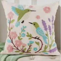 GENERICO - Pack 2 Funda De Cojin Bordado Pájaros Flores