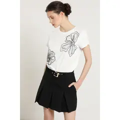 LIOLA - Polera bordado con piedreria, crudo