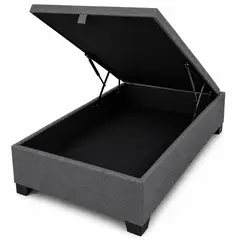 VITELIO - Base Cama Baúl 1 Plaza con Almacenamiento y Apertura Frontal Gris Oscuro