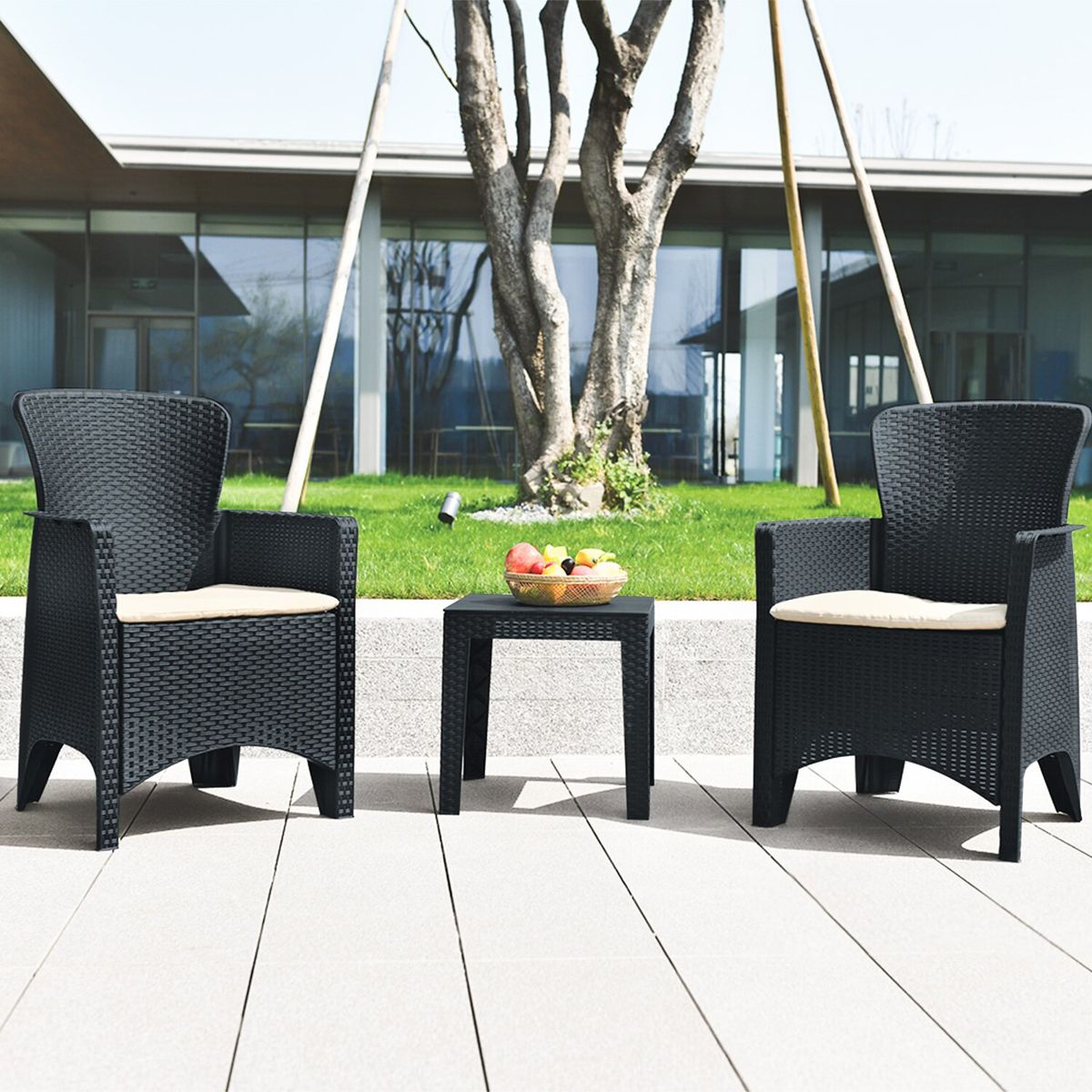 NOVAHUS - Set De Terraza Plegable 3 Piezas 46X53X84Cm Café