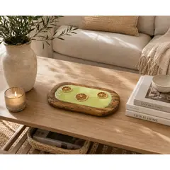 GENERICO - Batea Decorativa Mexicana Artesanal de Madera con Limón