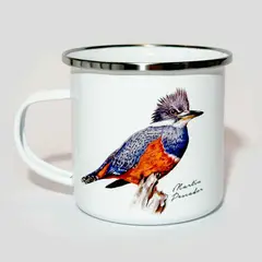 HOJA DE PARRA - Tazón Mug de acero enlozado blanco Martín Pescador 350 ml