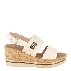ALQUIMIA - Sandalia con Taco Chino de Corcho Mujer Beige Kim