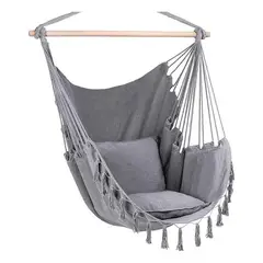 NORPLAT - Silla Colgante Columpio Hamaca Con Almohadones - Color Gris