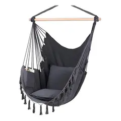 NORPLAT - Silla Colgante Columpio Hamaca Con Almohadones - Gris Oscuro