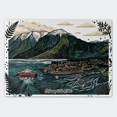 GENERICO - Tabla de cocina 20 x 28 cm - Diseño Hornopirén y Paisaje Patagónico