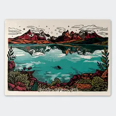 GENERICO - Tabla de cocina 28,5 x 39 cm - Diseño Torres del Paine y Lago Patagónico