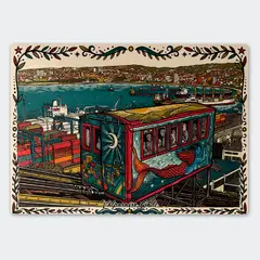 GENERICO - Tabla de cocina 28,5 x 39 cm - Diseño Ascensor y Puerto de Valparaíso