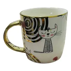 GENERICO - Tazón Cerámica Gatito Dorado 350 Ml