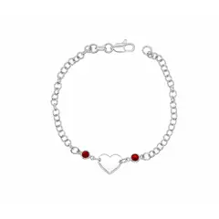 SILVER HEART - Pulsera Corazón Solitario y Cristales en Plata Fina 925