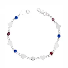 SILVER HEART - Pulsera Corazones y Cristales en Plata Fina 925