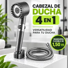 MOVI - Cabezal de Ducha 4 en 1 con Manguera Flexible de 1,5 m