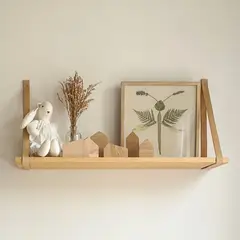 ABEJA REINA - Repisa Colgante Madera y Cuero 60 cms