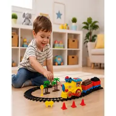 MYLHOGAR - Juguete Tren Eléctrico Infantil con Efectos de Sonido y Vías de Pista