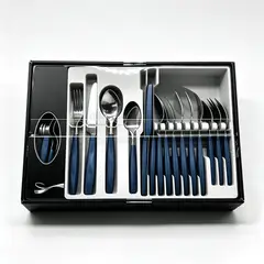 GENERICO - Set de cubiertos 24 piezas acero inoxidable, cuchillos tenedores y cucharas en caja