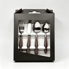 GENERICO - Set de cubiertos 24 piezas de acero inoxidable, cuchillos tenedores y cucharas para mesa