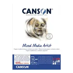 CANSON - Papel Mixed Media A4 600g Multitécnica 15 Hojas