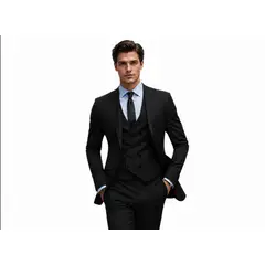 XPRESS RECHARGE - Traje Hombre Negro 3 Piezas slim fit elegante