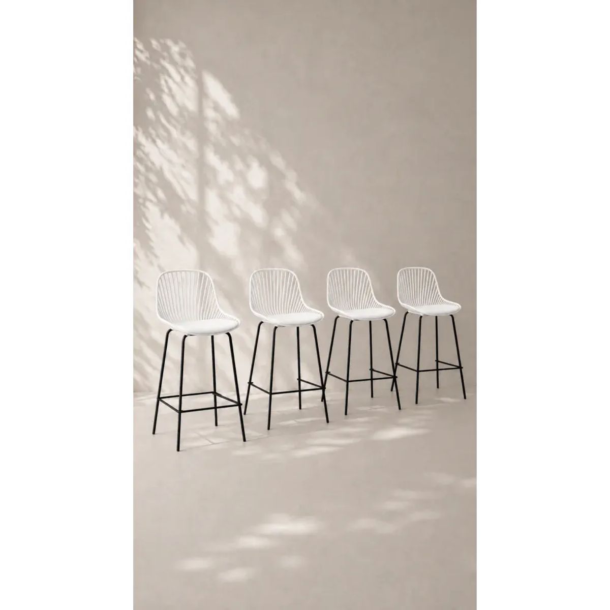 GENERICO - Pack de 4 Taburetes Tropea Alto Metal - Blanco