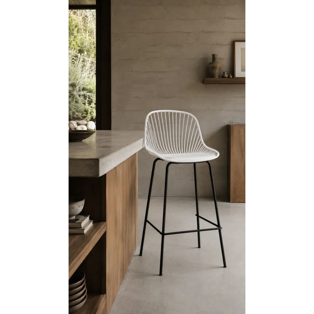 GENERICO - Pack de 4 Taburetes Tropea Alto Metal - Blanco