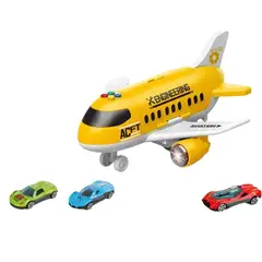 DANWEILE - Avión de juguete grande con 3 mini autos Amarillo