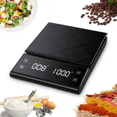 EVERSO - Balanza Digital de Cocina y Café 3 kg con Temporizador de Alta Precisión