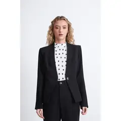 NICOPOLY - Blazer Básico Sastrero Negro Mujer