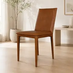 BROOKMAN - SILLA JULIAN EN CUERO NATURAL FULL GRAIN Y METAL 46 X 58 X 85 CM