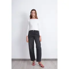 NICOPOLY - Polera Manga Larga Cuello Bote Blanco Mujer