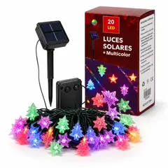 GENERICO - Guirnalda Solar 20 Led Multicolor Estrellas Y Árboles Navidad
