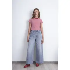 NICOPOLY - Jeans Wide Leg Ancho Celeste Mujer