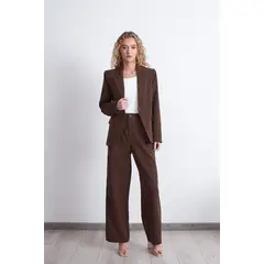 NICOPOLY - Blazer Rayas Diplomáticas Café Mujer