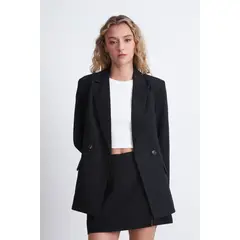 NICOPOLY - Blazer Cruzado Rayas Diplomáticas Azul Marino Mujer